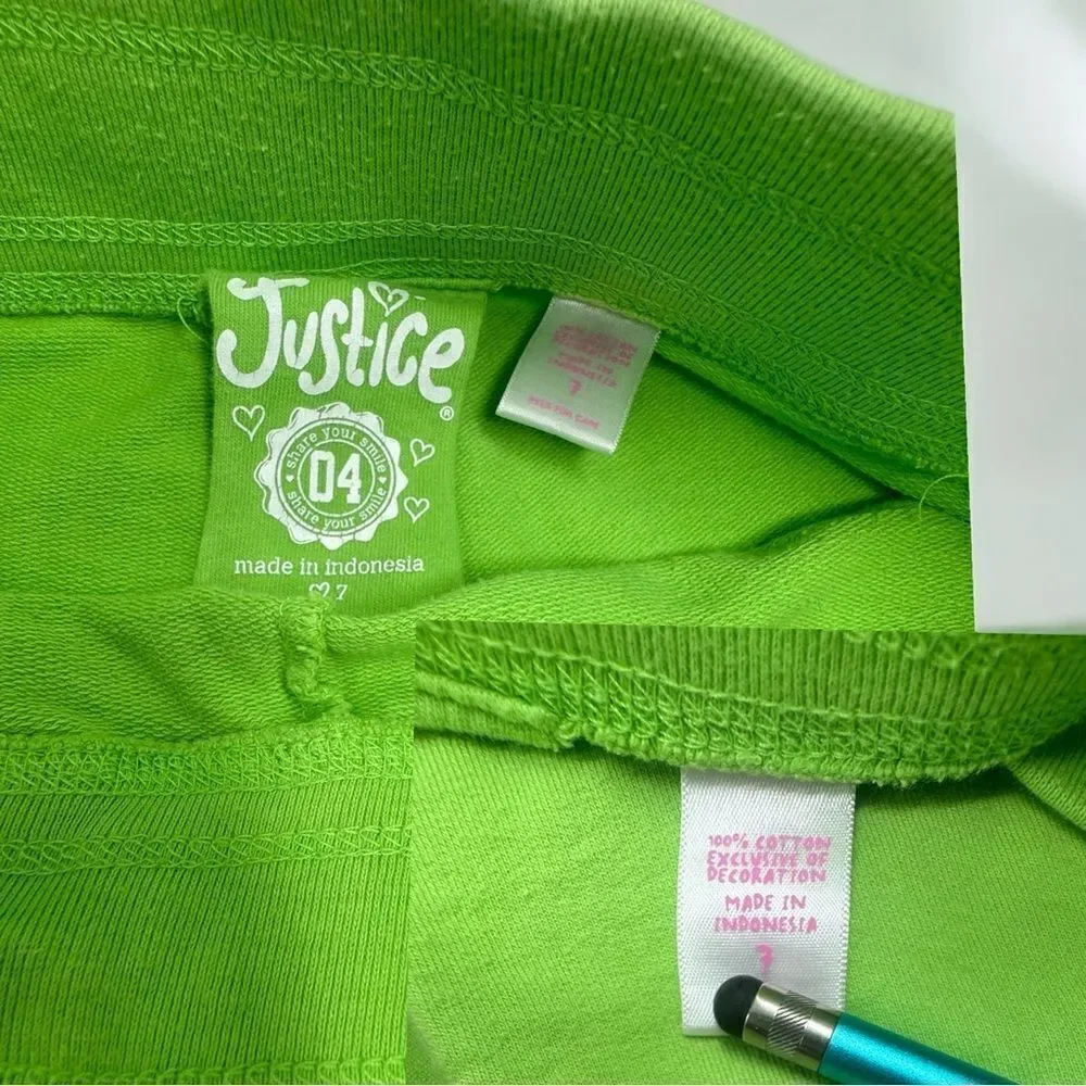 JUSTICE l Just 4 Girls l Neon Green Shorts l 7 l EUC
